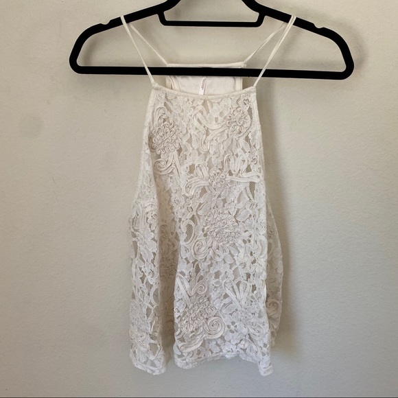 Free People White Lace Tank With Open Back - Picture 2 of 11